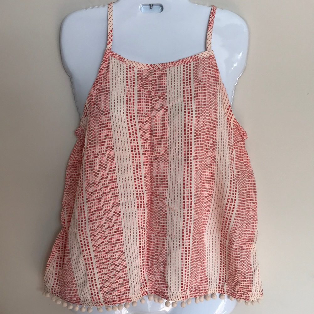 Arizona Jean Co. girl Pom Pom on hem sleeveless top.